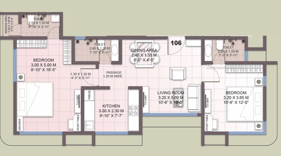 Magnum-Omkar-and-Parinita-Floor-Plan-2 BHK- 710 Sqft